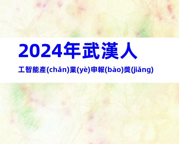 2024年武漢人工智能產(chǎn)業(yè)申報(bào)獎(jiǎng)補(bǔ)、申報(bào)對(duì)象梳理