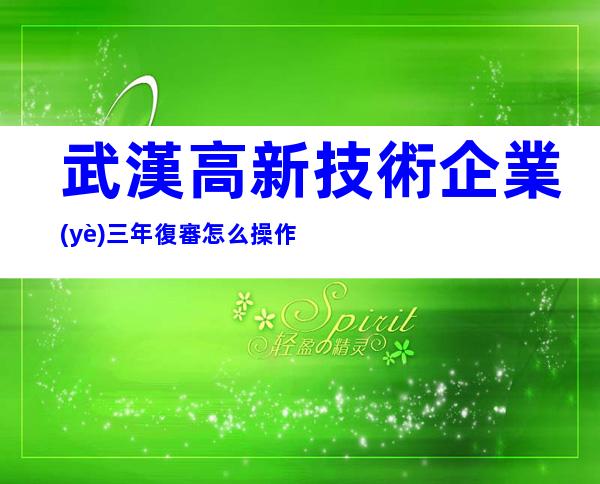 武漢高新技術企業(yè)三年復審怎么操作